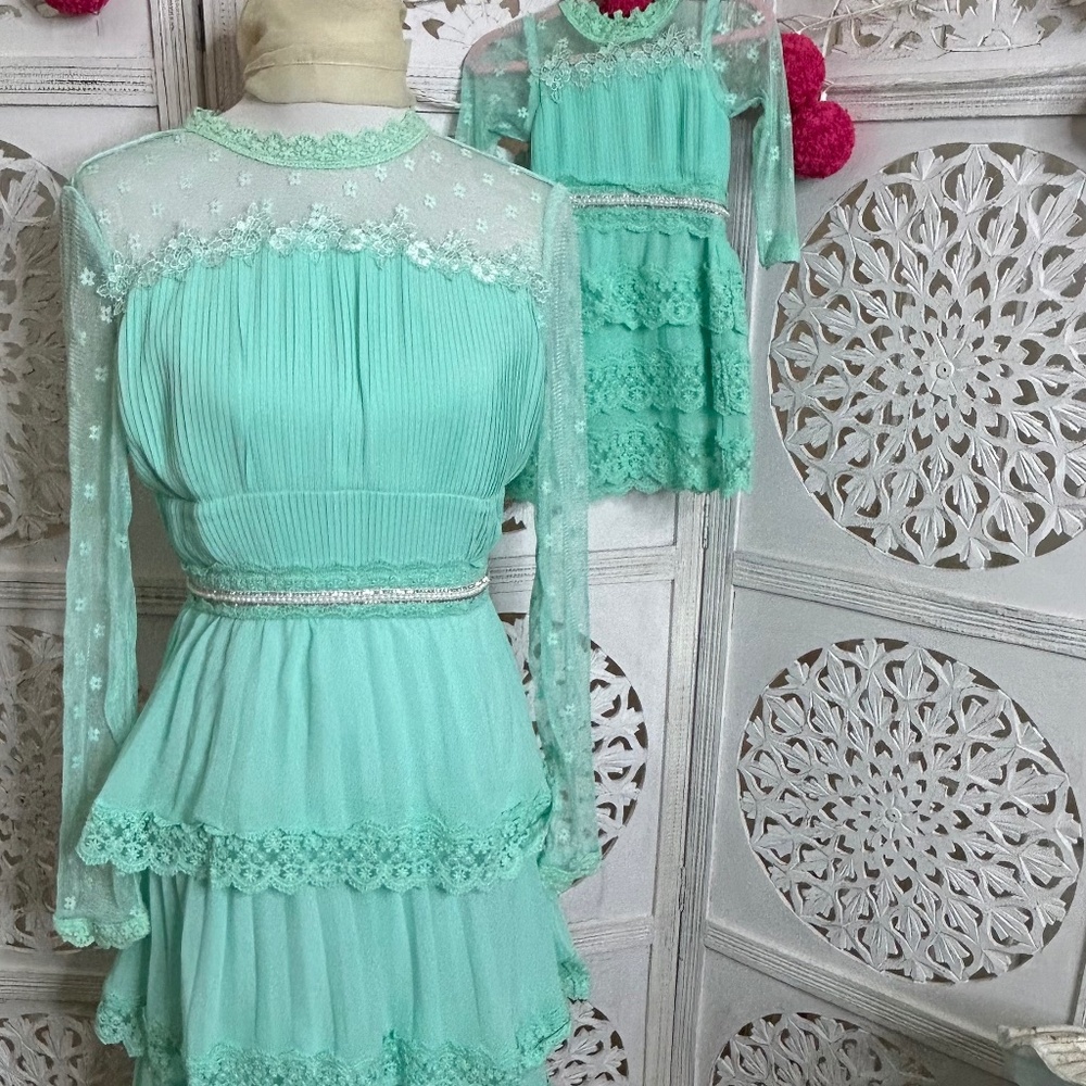 Mint Ruffled Fancy Gown